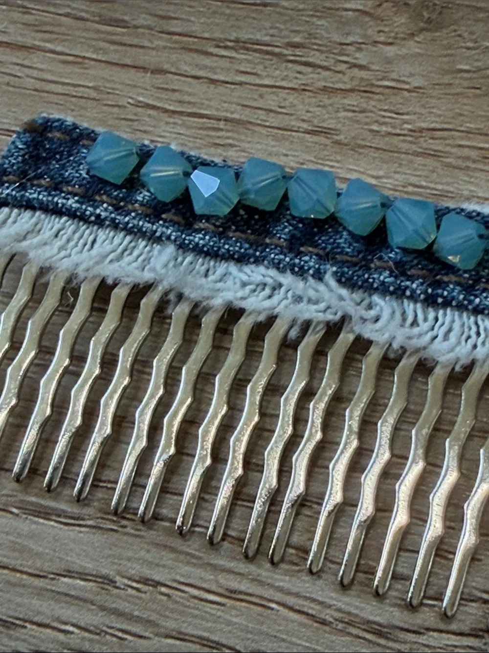 Teal Beaded Hair Comb - Decorative Women’s Hair Accessory